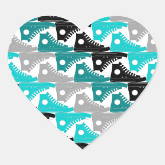 Hoge Topjes Blauwgroen-n-zwarte schoenen Hart Sticker