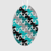 Hoge Topjes Blauwgroen-n-zwarte schoenen Ornament (voorkant)