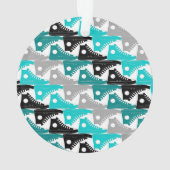 Hoge Topjes Blauwgroen-n-zwarte schoenen Ornament (achterkant)