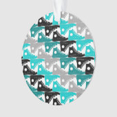 Hoge Topjes Blauwgroen-n-zwarte schoenen Ornament (voorkant)