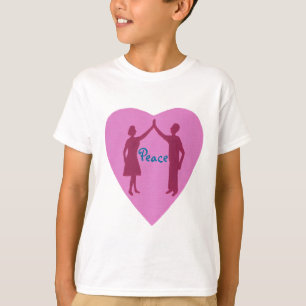 Hoge vijf man en vrouw silhouette Peace shirt