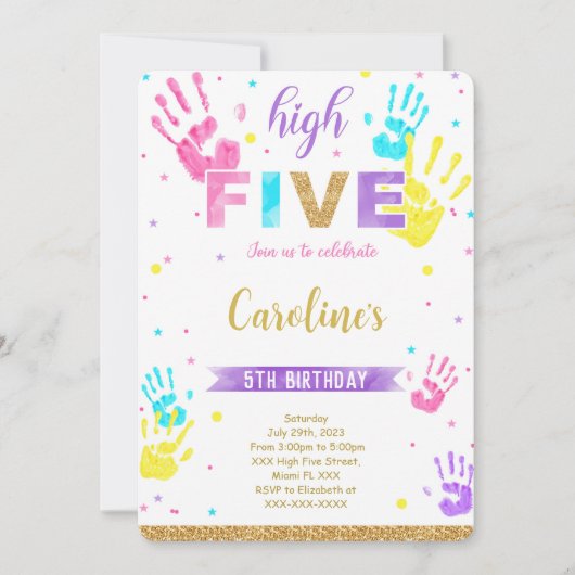 Hoge Vijf Verjaardag uitnodiging (Voorkant)