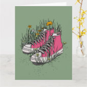 Hoge Vintage Sneakers Kaart (Gele Bloem)