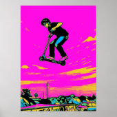 Hoge Vliegende Stunt - Scooterrijder Poster (Voorkant)