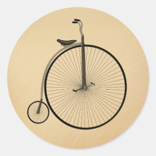 Hoge Wiel Antieke Fiets Rustiek Ronde Sticker