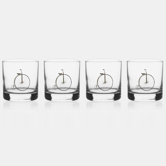 Hoge Wiel Antieke Fiets Whisky Glas (Voorkant)