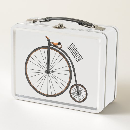 Hoge wiel fiets cartoon illustratie (Voorkant)