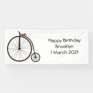 Hoge wiel fiets cartoon illustratie  spandoek