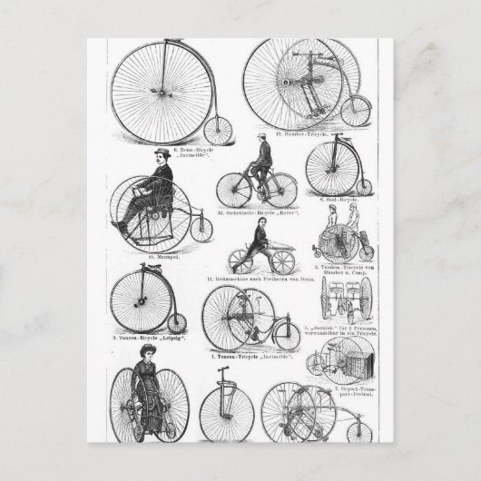 Hoge Wieler Fiets Penny Farthing Briefkaart (Voorkant)