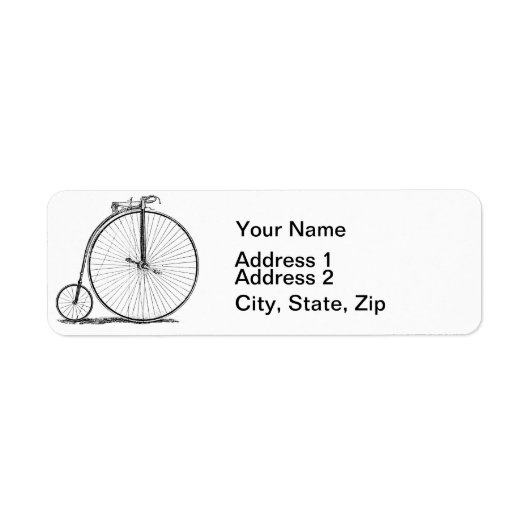 hoge wieler fiets penny farthing etiket (Voorkant)
