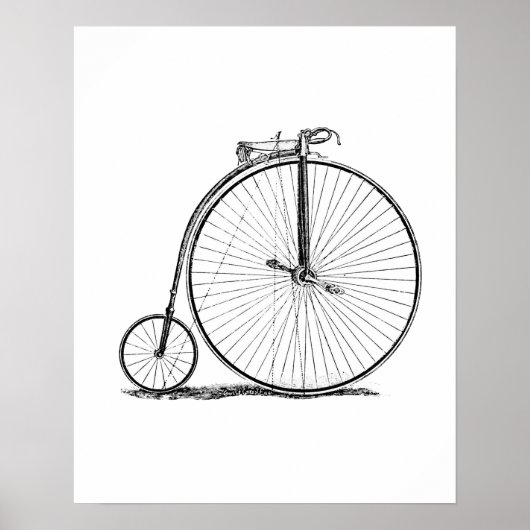 hoge wieler fiets penny farthing poster (Voorkant)