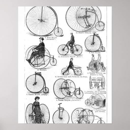 Hoge Wieler Fiets Penny Farthing Poster (Voorkant)
