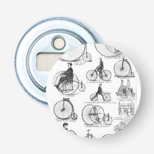 Hoge Wielerfiets Penny Farthing Button Flesopener (Voorkant)