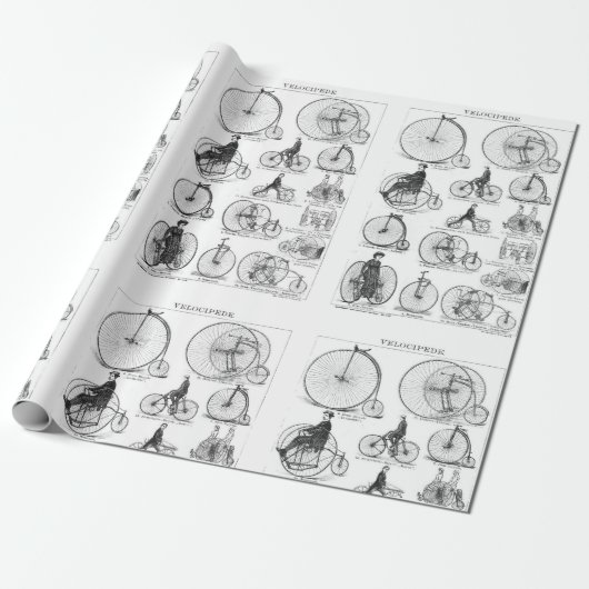 Hoge Wielerfiets Penny Farthing Cadeaupapier (Uitgerold)