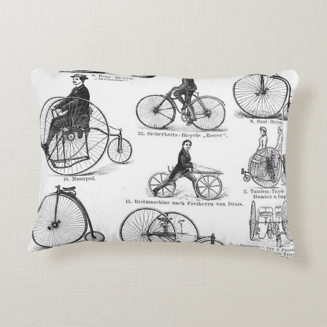 Hoge Wielerfiets Penny Farthing Decoratief Kussen (Achterkant)