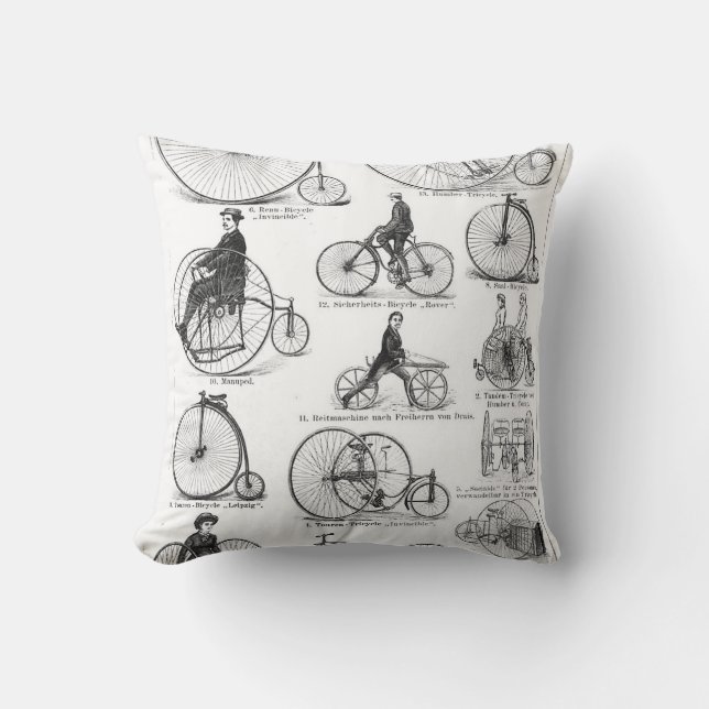 Hoge Wielerfiets Penny Farthing Kussen (Voorkant)