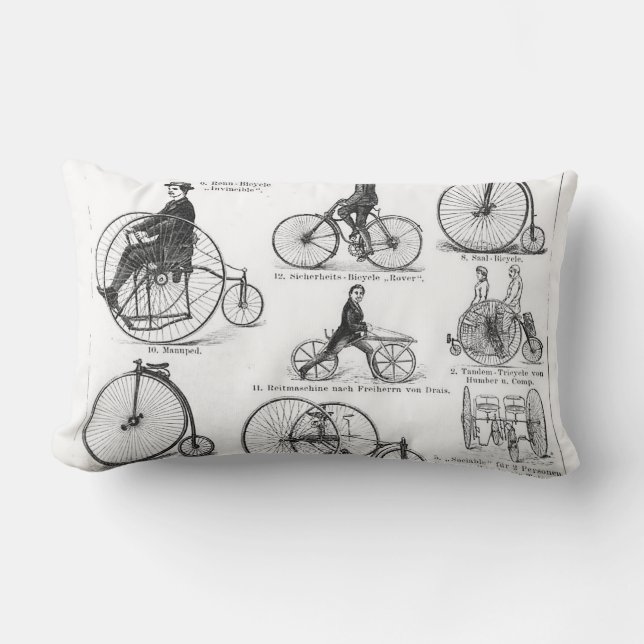 Hoge Wielerfiets Penny Farthing Kussen (Voorkant)
