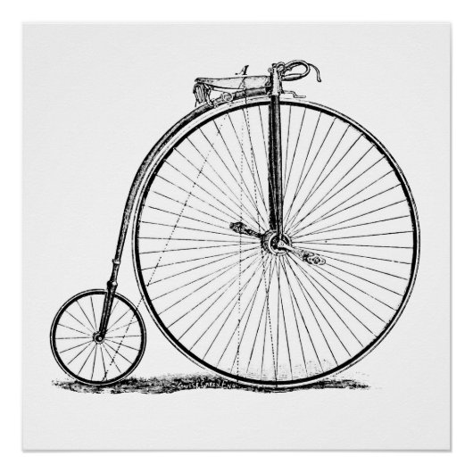 Hoge Wielerfiets Penny Farthing Perfect Poster (Voorkant)