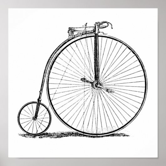 Hoge Wielerfiets Penny Farthing Poster (Voorkant)