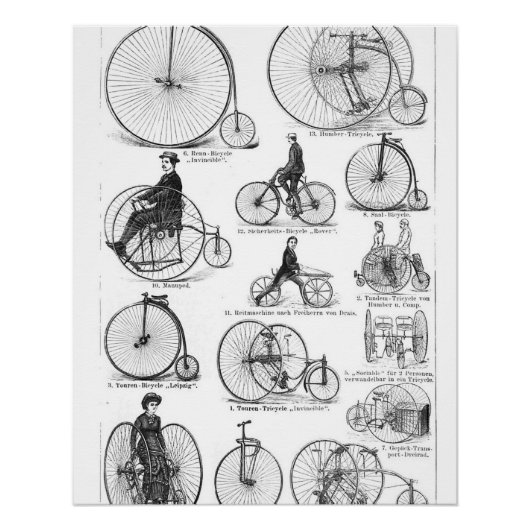 Hoge Wielerfiets Penny Farthing Poster (Voorkant)