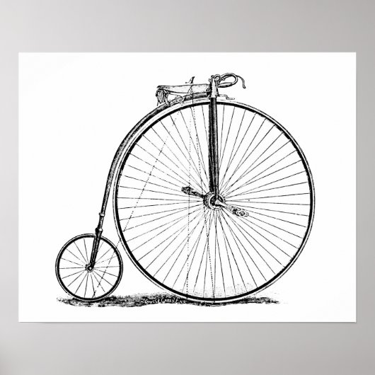 Hoge Wielerfiets Penny Farthing Poster (Voorkant)