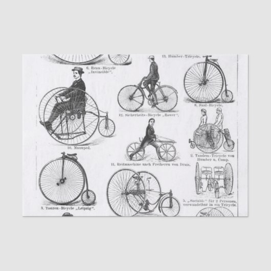 Hoge Wielerfiets Penny Farthing Tissuepapier (Voorkant)