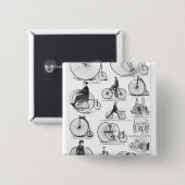 Hoge Wielerfiets Penny Farthing Vierkante Button 5,1 Cm (Voorkant /achterkant)