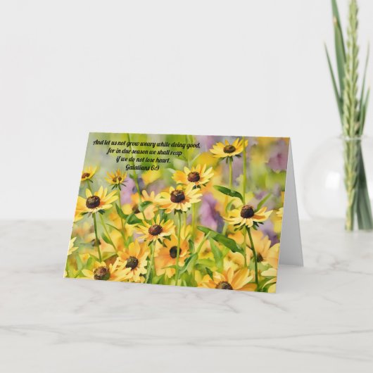 Hoge Wilde Bloemen Gele Bloem Bijbel Verse Art Kaart (Voorkant)