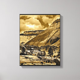 HOGE WOESTIJN LANDSCHAP IN ANTIEKE SEPIA CANVAS AFDRUK