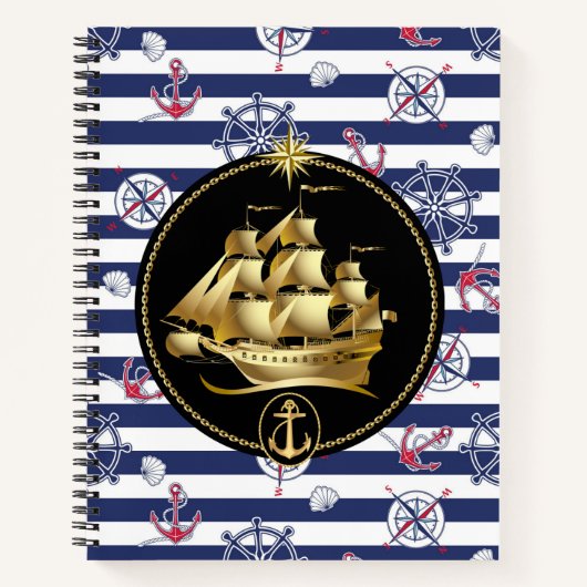 Hoge Zeilschip Spiraal Notebook Notitieboek (Voorkant)