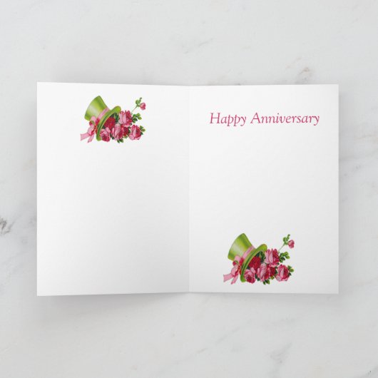 Hoge zijden en bloemen, Gelukkig 42ste Jubileum Kaart (Binnen)