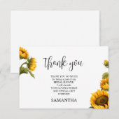 Hoge zonnebloemen Bruidsmeisjesfeest minimalistisc Bedankkaart (Voorkant / Achterkant)