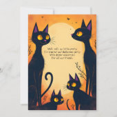 Hoge Zwarte Katten Halloween Feest Kaart (Voorkant)