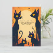 Hoge Zwarte Katten Halloween Feest Kaart (Staand voorkant)