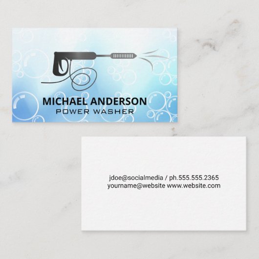 Hogedrukreiniger Logo | Zeepbellen Visitekaartje (Voorkant / Achterkant)