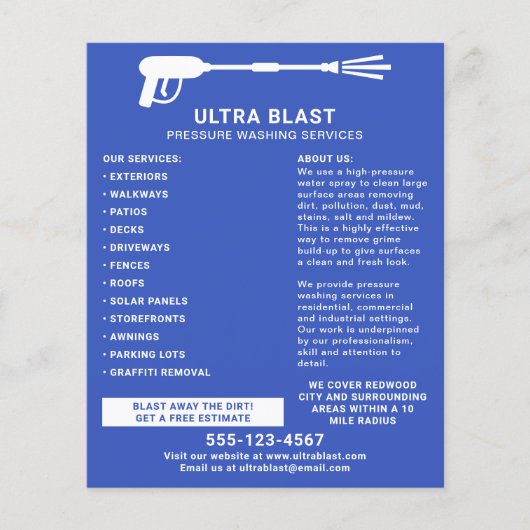 Hogedrukreiniger Water Spuitpistool Blauw Flyer (Voorkant)
