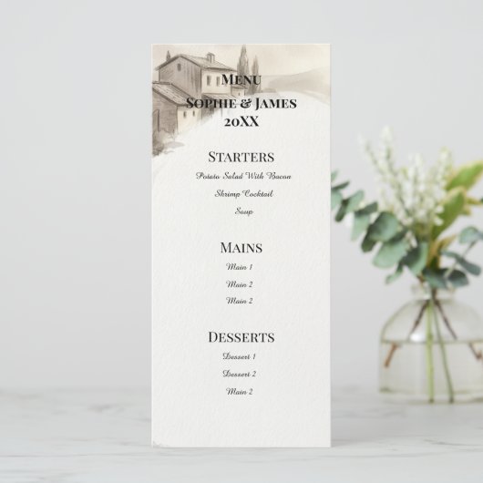 Hogeland Kasteel Schets Bruiloftsmenu Menu (Staand voorkant)