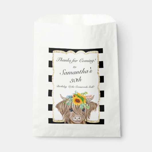 Hogeland Koe Uitnodiging, Koe Birthday Party Bedankzakje (Voorkant)