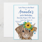 Hogeland Koe Uitnodiging, Koe Birthday Party Kaart (Voorkant / Achterkant)