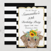 Hogeland Koe Uitnodiging, Koe Birthday Party Save The Date (Voorkant / Achterkant)