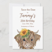 Hogeland Koe Uitnodiging, Koe Birthday Party Save The Date (Voorkant)
