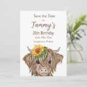 Hogeland Koe Uitnodiging, Koe Birthday Party Save The Date (Staand voorkant)