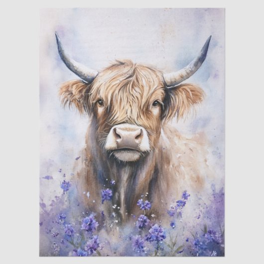 Hogendonk Koe Aquarel Tissuepapier Paarse Bloem (Voorkant)