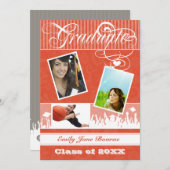 Hoger Afbeelding van grijs en tangerine Aankondiging (Voorkant / Achterkant)