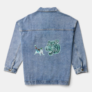 Hoger de koning van het oerwoud en de dieren denim jacket