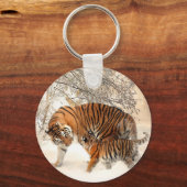 Hoger gezin in de winter sleutelhanger (Voorkant)