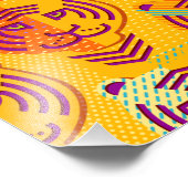 Hoger patroon op donkergele achtergrond foto afdruk (Hoek)