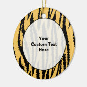 Hoger printpatroon. Oranje en zwart. Keramisch Ornament (Links)