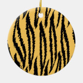 Hoger printpatroon. Oranje en zwart. Keramisch Ornament (Achterkant)