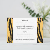 Hoger printpatroon. Oranje en zwart. RSVP Kaartje (Staand voorkant)